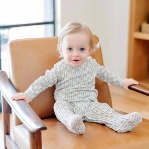 NEW LILA + HAYES boys preston romper in nutcracker stripe